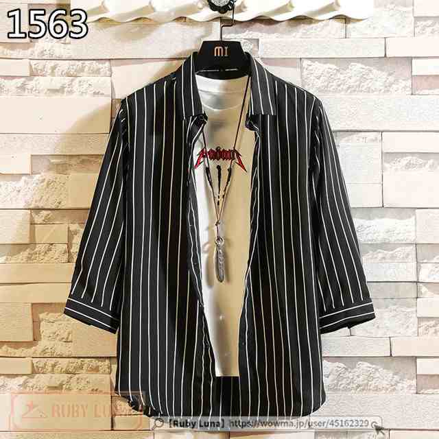 春新作 新作 送料無料 シャツ メンズ ストライプシャツ 7分袖シャツ 七分袖 開襟シャツ ワイシャツ カジュアル 通勤 紳士服 トップス 202