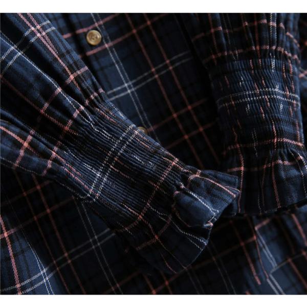 シャツ レディース 長袖 ブラウス ロング丈 トップス チェック柄 前開き 薄手 ゆったり シンプル カジュアル 春秋 おしゃれ ルームウエア 大人