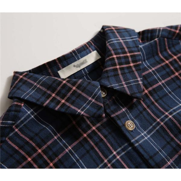 シャツ レディース 長袖 ブラウス ロング丈 トップス チェック柄 前開き 薄手 ゆったり シンプル カジュアル 春秋 おしゃれ ルームウエア 大人