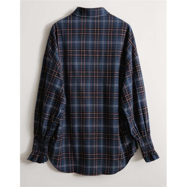 シャツ レディース 長袖 ブラウス ロング丈 トップス チェック柄 前開き 薄手 ゆったり シンプル カジュアル 春秋 おしゃれ ルームウエア 大人