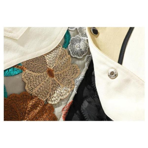 中綿ジャケット メンズ ダウンコート ダウンジャケット 刺繍 花柄