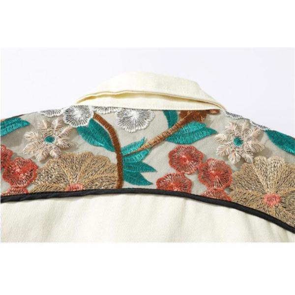 中綿ジャケット メンズ ダウンコート ダウンジャケット 刺繍 花柄