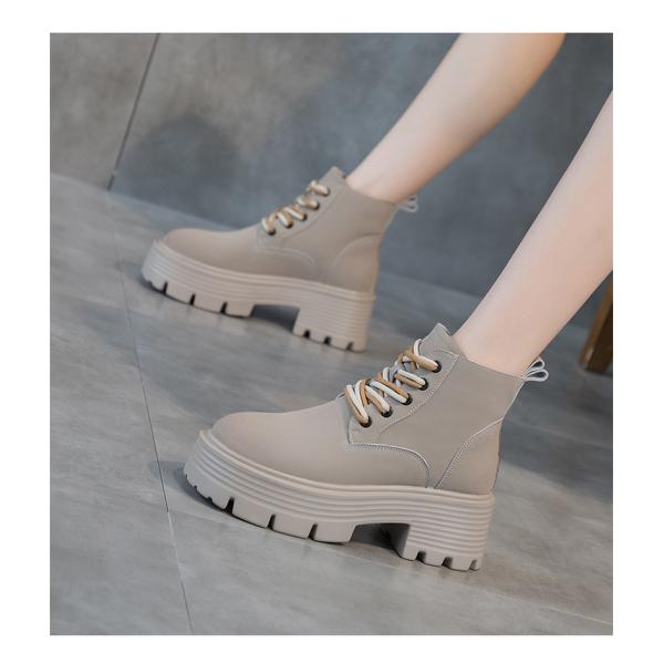 ショートブーツ レディース ブーツ 太ヒール 厚底 ローヒール 無地 きれいめ カジュアル 痛くない 通勤通学 大きいサイズ おしゃれ 耐久性 外出_4