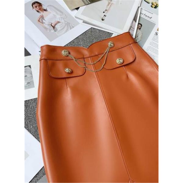 レザースカート レディース ロングスカート 本革 ボトムス ハイウエスト ビジネス フォマール 着痩せ ゆったり 上品 きれいめ シンプル フェミニン_7