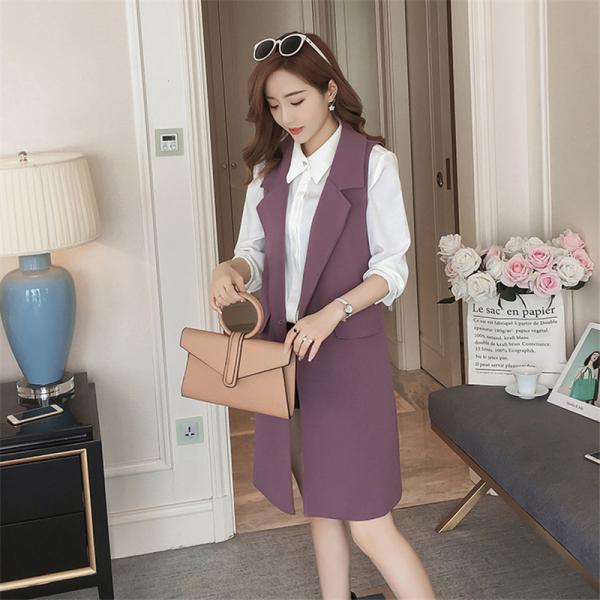 ベスト スーツ ロング 事務服 ビジネス 通勤 フォーマルベスト