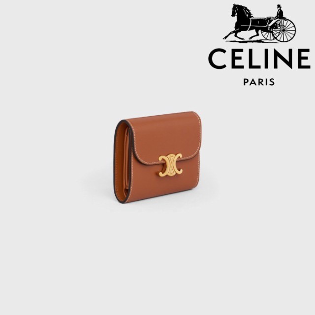 【一点限定】celine セリーヌ 財布 新品 三つ折り ミニ スモール フラップ ウォレット トリオンフ ショルダー バッグ レザー ...