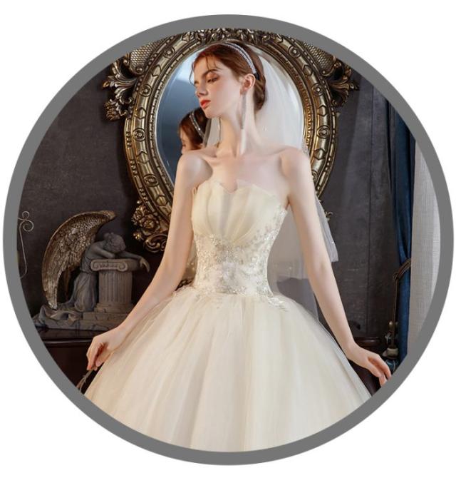 ウェディングドレス ワンショルダーネック 花柄 可愛い 花嫁 フランス