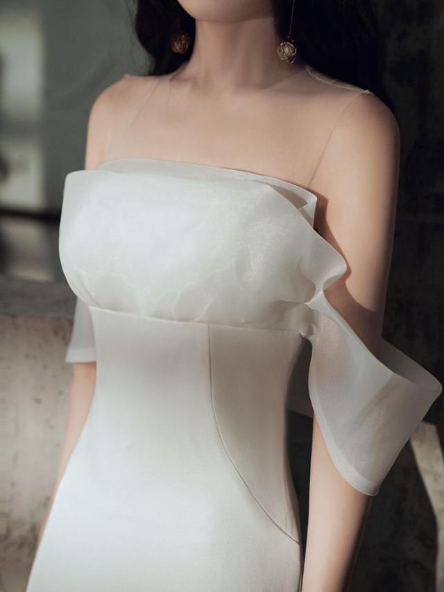 ウェディングドレス マーメイドライン セクシー リボン風 マーメイド