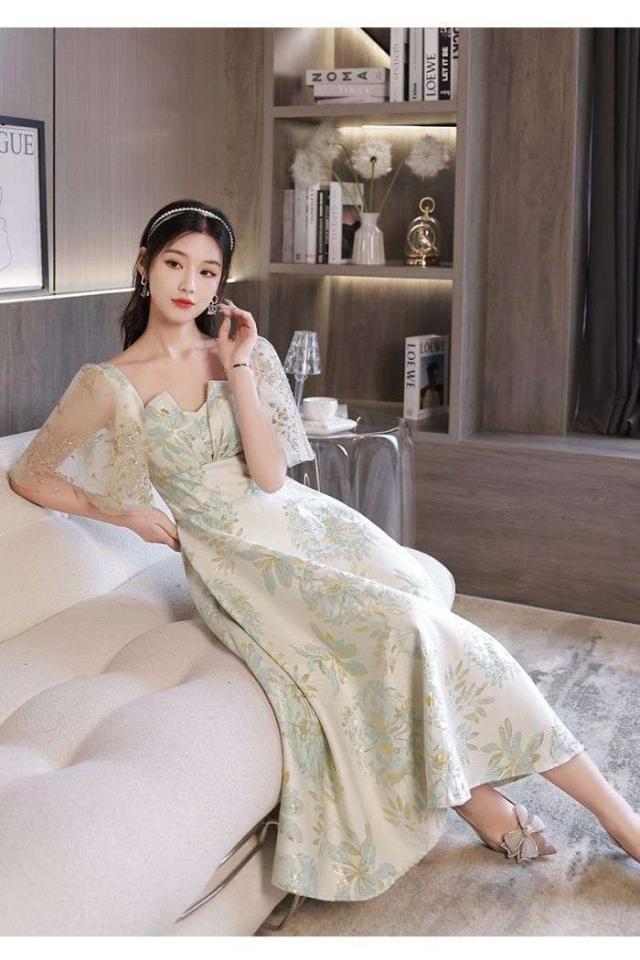 イブニングドレス レディース 乙女風 葉柄 夏新品 パーティー キャバドレス 忘年会 ワンピース 新品 シンプル 可愛い 大人気 安い イブニングドレス レディース 乙女風 葉柄 夏新品 パーティー キャバ