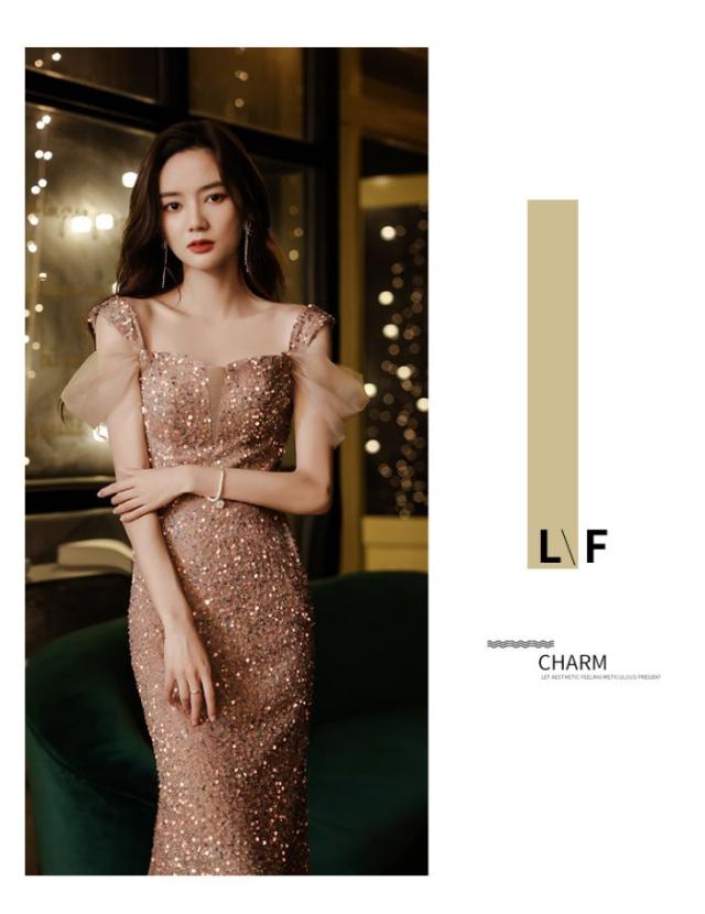 イブニングドレス バンケットスパンコール マーメイドドレス 夏新品 着