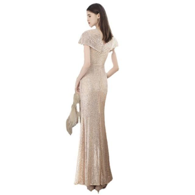 マーメイドドレス イブニングドレス シャンパン バンケット