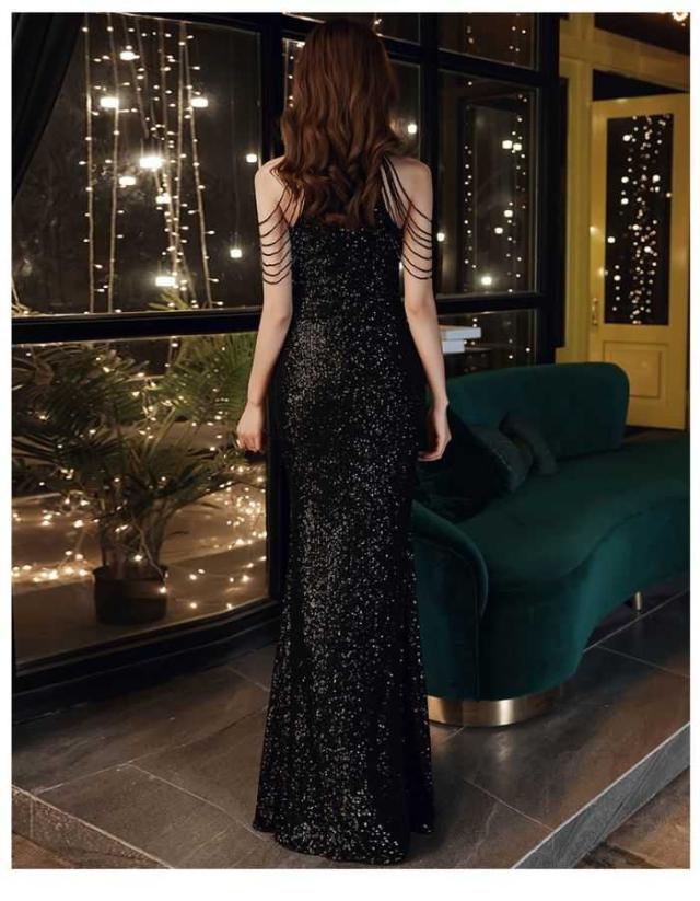 マーメイドドレス イブニングドレス セクシー ブラック バンケット