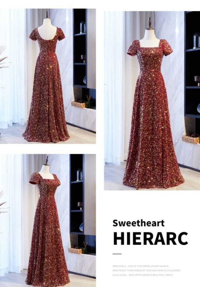 Aラインドレス イブニングドレス レッド バンケットスパンコール 演奏会 エレガント 着?せ 気品 ロングドレス 結婚式 パーティー 成人式 Aラインドレス イブニングドレス レッド バンケットスパンコール 演奏