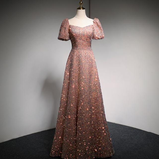 バンケットスパンコールドレス ピンク イブニングドレス セクシー お洒落 演奏会 エレガント 着?せ 気品 ロングドレス 結婚式 パーティー 成人式