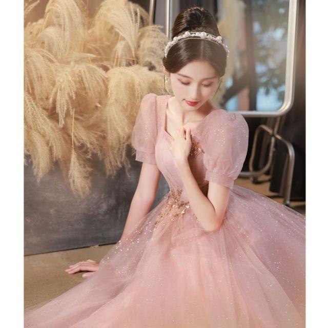 イブニングドレス ピンク 演奏会 花柄 レディースドレス 2024 気品