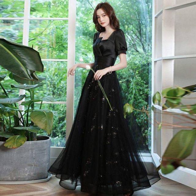 イブニングドレス ブラック 演奏会 シンプル 新作品 レディースドレス 気品 エレガント ロングドレス パーティー 成人式 大人気 忘年会 レディース