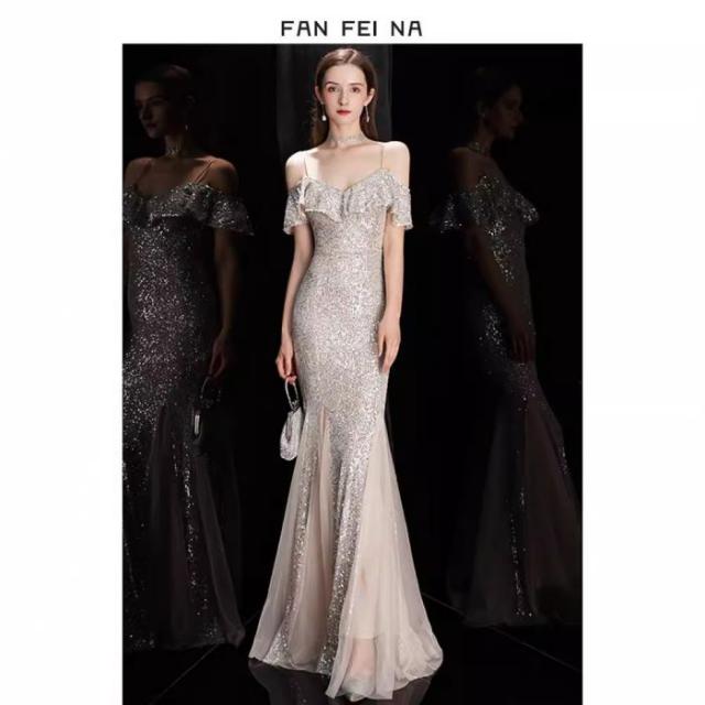 バンケットスパンコールイブニングドレス マーメイドドレス レディース  セクシー ロングドレス 4色あり パーティー 大人っぽい 大人気