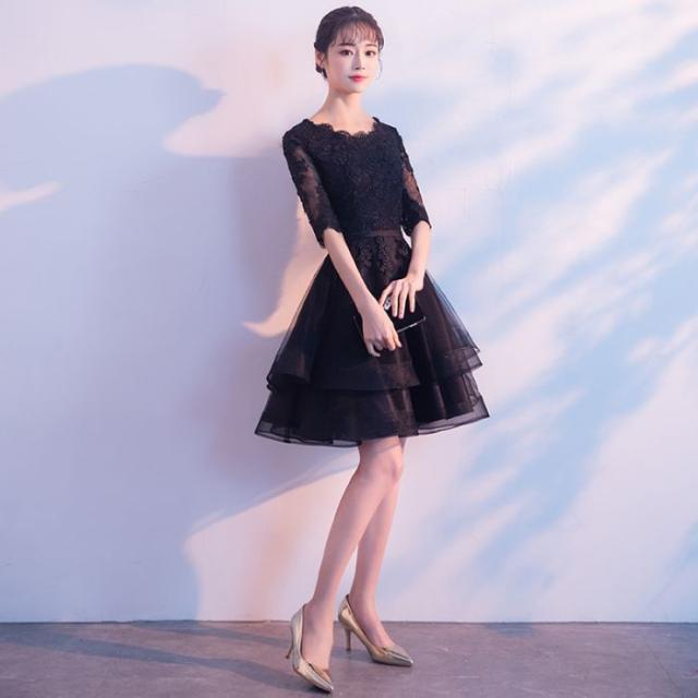 キャバドレス洋服イブニングドレススカート女性2024新品気質宴会黒軽贅沢衆安い短いドレス_1