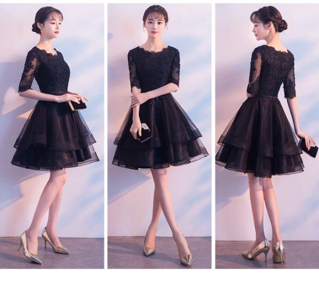 キャバドレス洋服イブニングドレススカート女性2024新品気質宴会黒軽贅沢衆安い短いドレス_2