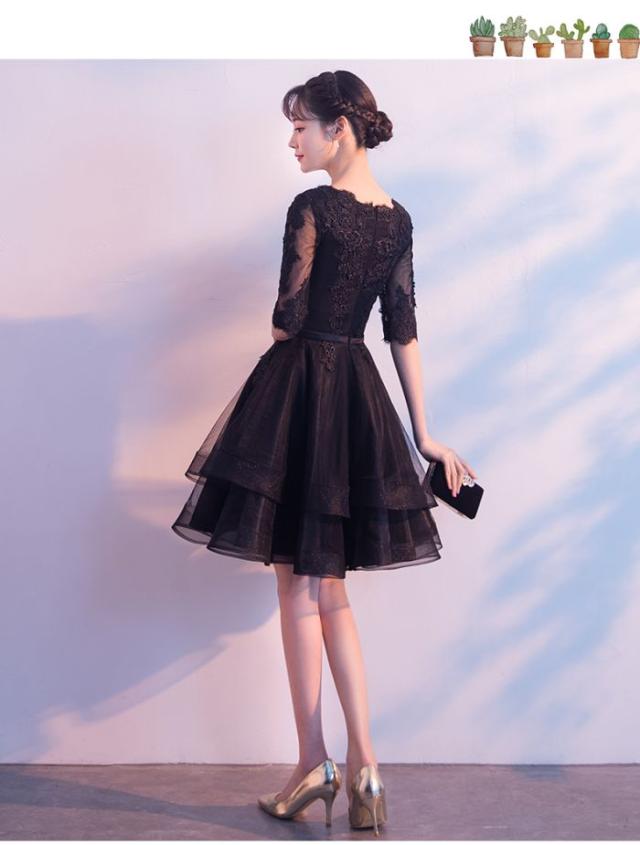 キャバドレス洋服イブニングドレススカート女性2024新品気質宴会黒軽贅沢衆安い短いドレス_4
