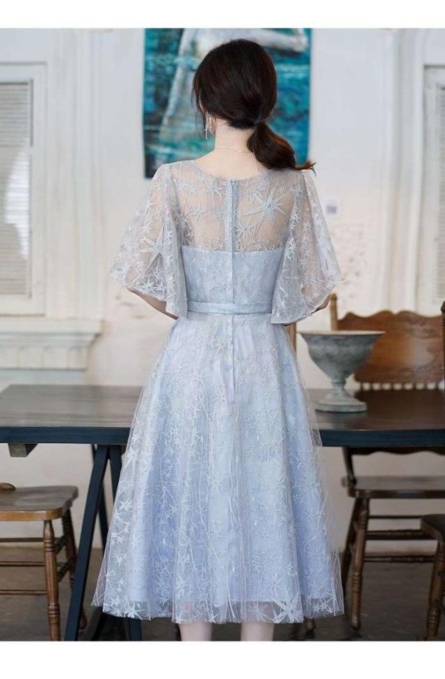 キャバドレスドレスイブニングドレススカートスリムブルー気質