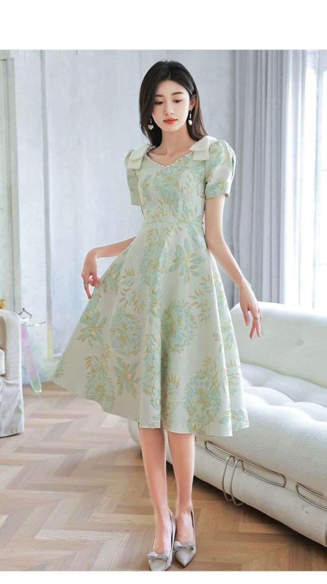 キャバドレスグリーンドレスワンピース女性2024新品夏セレブドレス森系誕生日パーティー成人式イブニングドレス_2