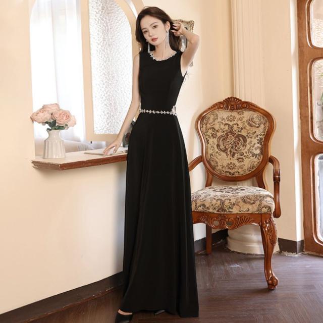 黒イブニングドレス女性2024新品高級感シンプル成人式パーティー成人式ドレス10代20代30代の通販は