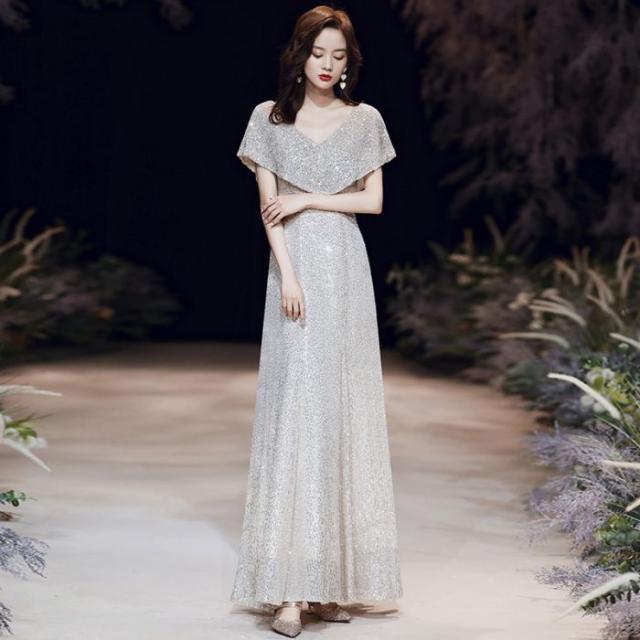 スパンコールイブニングドレススカート女子2023新モデルレセプション気質が軽くて高級感あるニッチな年会セレブ司会 スパンコールイブニングドレススカート女子2023新モデルレセプション