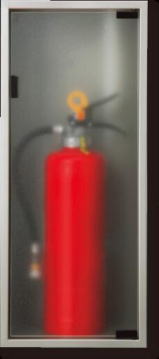 消火器ボックス 消火器格納箱 設置台 全埋込 扉 W265×H628×D175 シルバーメタリック MHED-FO-P5　満点商会