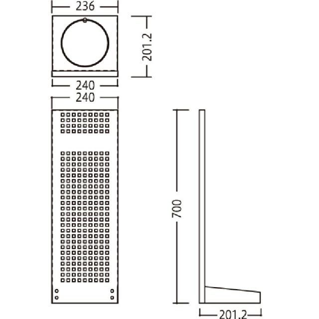 消火器ボックス 消火器格納箱 設置台 据置 W240×H700×D201.2 シルバーメタリック MH-1830F　満点商会_1