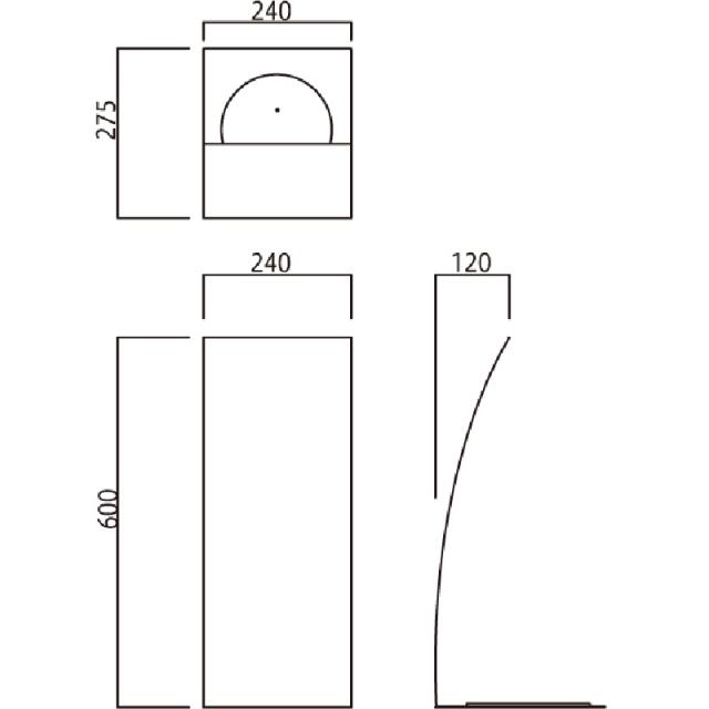 消火器ボックス 消火器格納箱 設置台 据置 W240×H600×D275 ブラック MH-1840B　満点商会_1