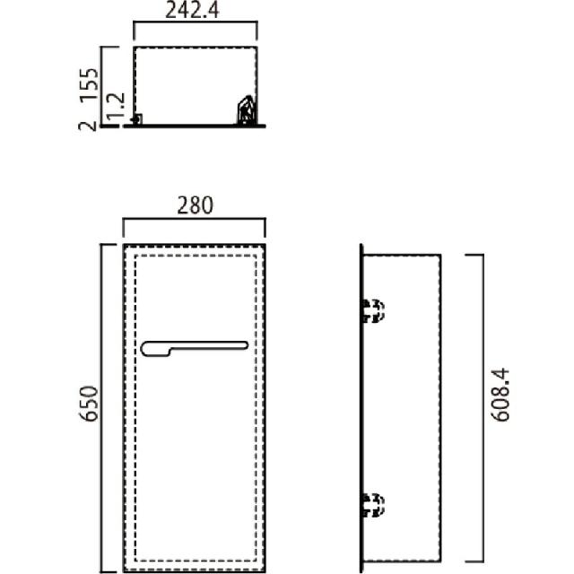 消火器ボックス 消火器格納箱 設置台 全埋込 扉 W280×H650×D158.2 アイボリー MHED-FT　満点商会