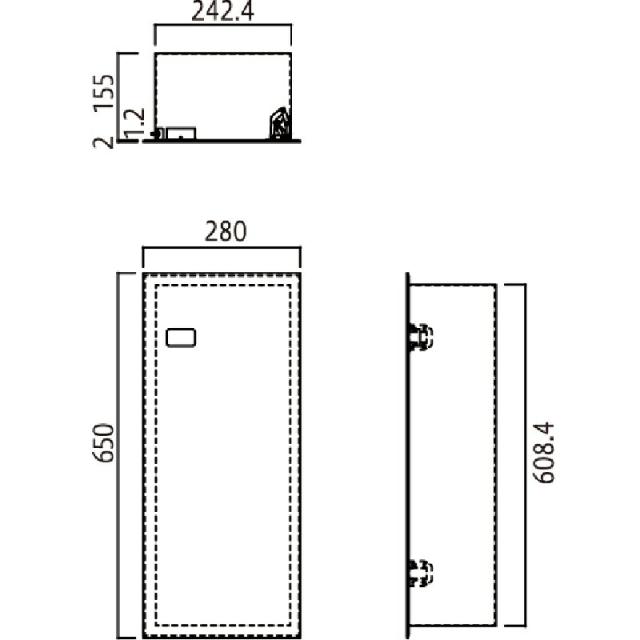 消火器ボックス 消火器格納箱 設置台 全埋込 扉 W280×H650×D158.2 ポリッシュホワイト MHED-FTW　満点商会
