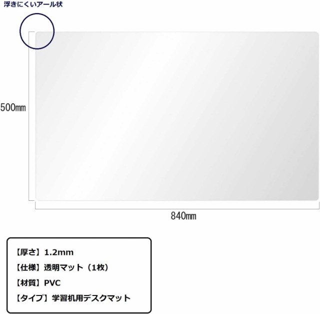 ミワックス 学習 デスクマット 透明 50cm×84cm SD-5084S（500×840mm