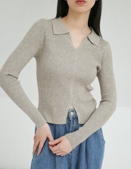 ニット セーター カットソー レディース トップス 人気 おすすめ おしゃれ お洒落 激安 安い 送料無料 プチプラ 長袖 ロング 細身 美シルエット 華奢見え スキッパー Vネック 無地 韓国 新作_4