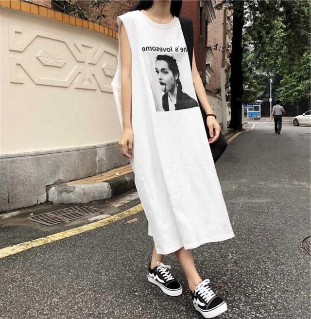 ワンピース 上着 人気 おすすめ おしゃれ お洒落 激安 安い 送料無料 プチプラ ノースリーブ ラウンドネック 丸首 プリント ポリエステル 春 スプリング サマー 夏 ストリート アウトドアの通販は 6,580円