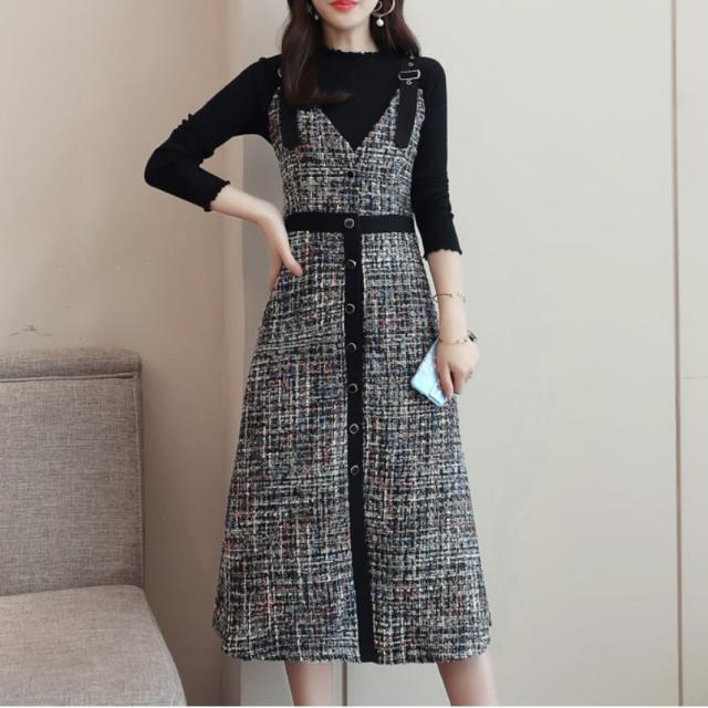 ワンピース 上着 人気 おすすめ おしゃれ お洒落 激安 安い 送料無料 プチプラ カットソー セットアップ 長袖 ロング ハイネック ツイード ロングスカート ニット セーター 韓国 きれいめ