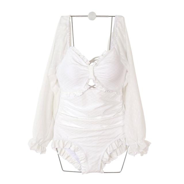 水着 スイムウェア レディース タンキニ ワンピース オールインワン オフショル パッド付き 長袖 レース シフォン フリル レースアップ 大人可愛い きれいめ セクシー sexy シンプル 水着 スイムウェア レディース タンキニ ワンピース オールインワン