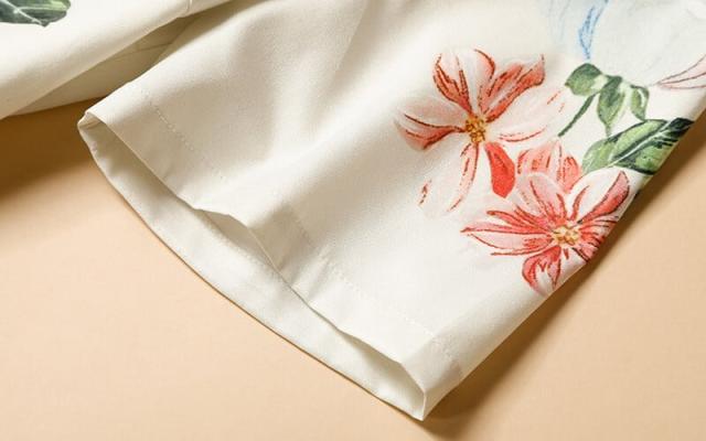 ワンピース ミディ丈 袖あり 半袖 ラウンドネック 花柄 フローラル