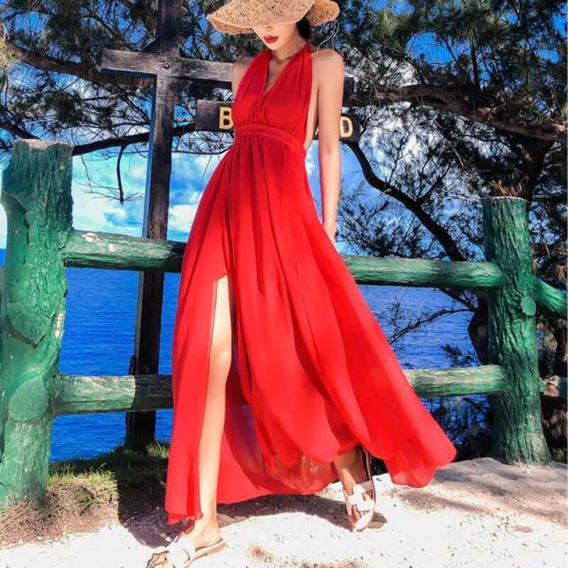 ワンピース 上着 人気 おすすめ おしゃれ お洒落 激安 安い 送料無料 プチプラ 肩出し ノースリーブ Vネック ふんわり Aライン 膝丈 スリット 無地 シースルー 透け ポリエステル シフォンの通販は 6,580円