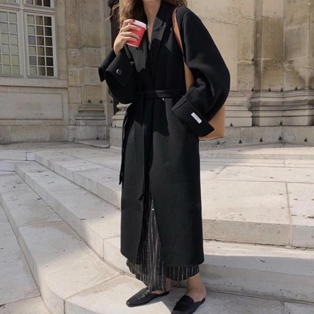 コート アウター ロング モノトーン ラージカラー チェスターコート 袖コンシャス ガウンコート ミディアム丈 袖あり 長袖 ポケット付き アウター 羽織り 大人可愛い きれいめ シンプル