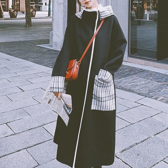 アウター コート Ａライン ミドル丈 裏地付き ノーカラー ハイネック フード付き パイピング ロング丈 フレア 無地 襟付き 温かい 防寒 体型カバー スタイルアップ 可愛い かわいい