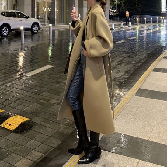 レディース コート アウター 美シルエット ロング丈 ワイドスリーブ チェスターコート ウールタッチ インスタ映え 高見え オルチャン 可愛い かわいい かっこいい カジュアル 大人 上品