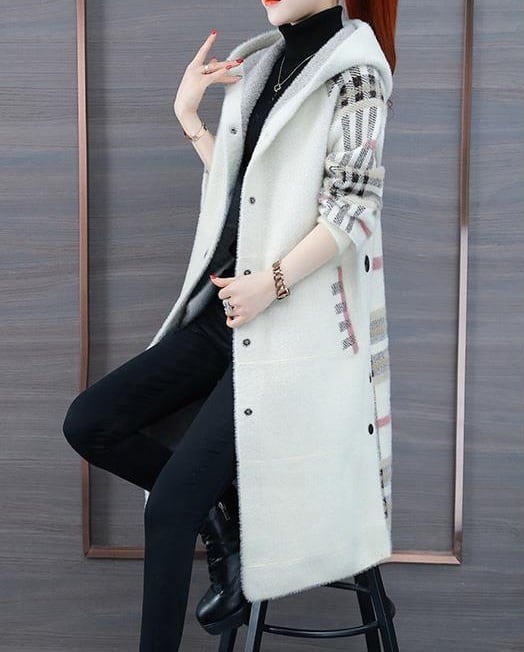 アウター コート ムートン Ａライン ミドル丈 裏地付き切り替え チェック柄 格子柄 フード付き ミディアム丈 フレア 無地 襟付き 温かい 防寒 体型カバー スタイルアップ 可愛い かわいい アウター コート ムートン Aライン ミドル丈 裏地付き切り替え