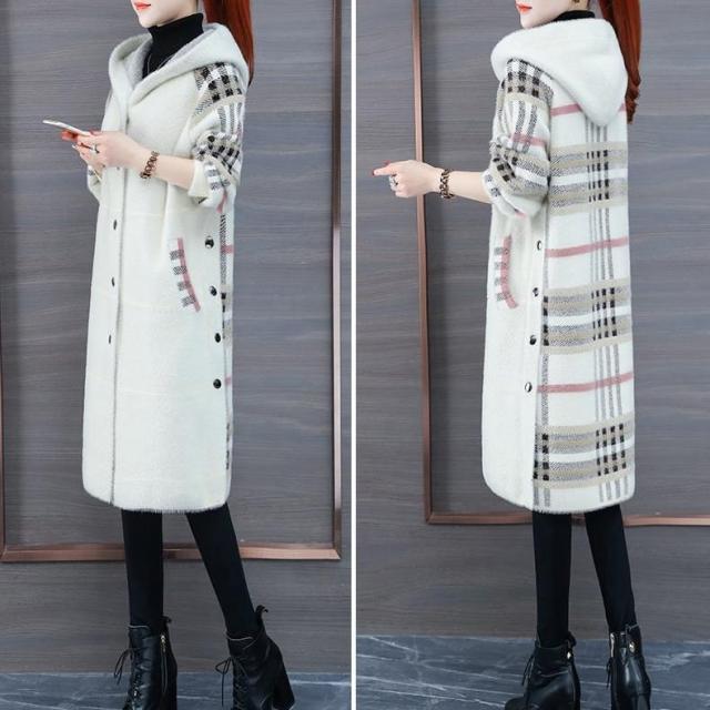 アウター コート ムートン Ａライン ミドル丈 裏地付き切り替え チェック柄 格子柄 フード付き ミディアム丈 フレア 無地 襟付き 温かい 防寒 体型カバー スタイルアップ 可愛い かわいい アウター コート ムートン Aライン ミドル丈 裏地付き切り替え