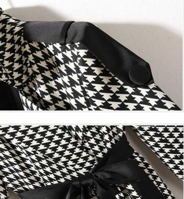 トレンチコート レディース アウター チェック ベルト 千鳥格子