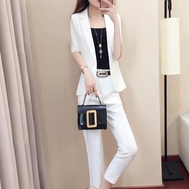 セットアップ スーツ パンツ ボトムス ジャケット ベルト付き バックル  ハイウエスト 長袖 ロング アンクル丈 スリム ストレート 襟付き Vネック レトロ ビッグシルエット 韓国 スリムの通販は 6,980円