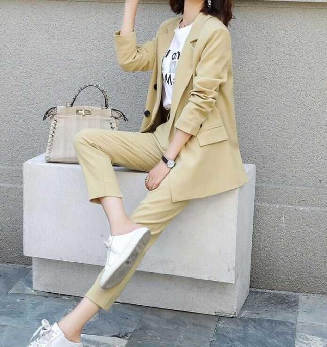 セットアップ スーツ パンツ ボトムス ジャケット ダブルブレスト 長袖 ロング アンクル丈 ワンタック ハイウエスト セミフレア ストレート 襟付き Vネック レトロ ビッグシルエット 韓国 セットアップ スーツ パンツ ボトムス ジャケット ダブルブレスト 長袖