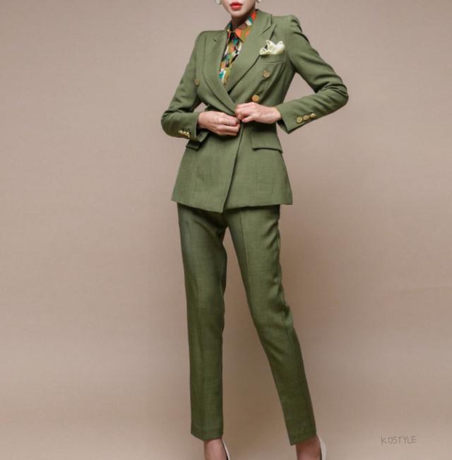 セットアップ ジャケット 上着 スーツ ロング ロング丈 袖あり 長袖 スラックス ボタン装飾 ヴィンテージ風 センタープレス スリム アンクルパンツ タイト 上下セット 2点セット セットアップ ジャケット 上着 スーツ ロング ロング丈 袖あり 長袖
