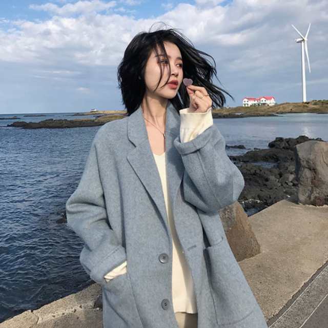 レディース 上着 美シルエット チェスターコート ミドル丈 厚手 韓国 インスタ映え 高見え スタイルアップ 可愛い かわいい かっこいい 大人 上品 きれいめ シンプル クラシック